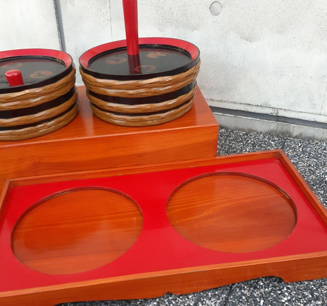 【時代古作品】大正時代～昭和　木製　時別仕様　本漆塗　松竹梅蒔絵　酒樽　樽