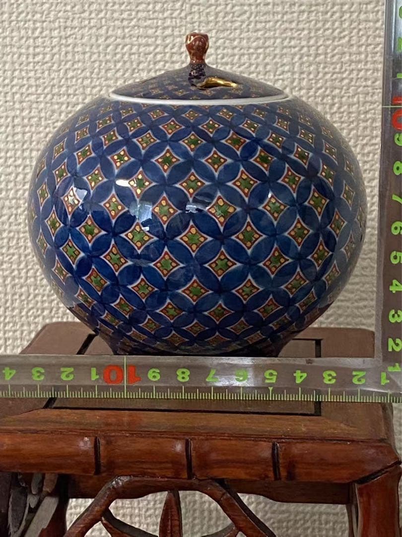 香炉 村上玄輝作 在銘 染錦七宝地文 香道具 陶芸 骨董