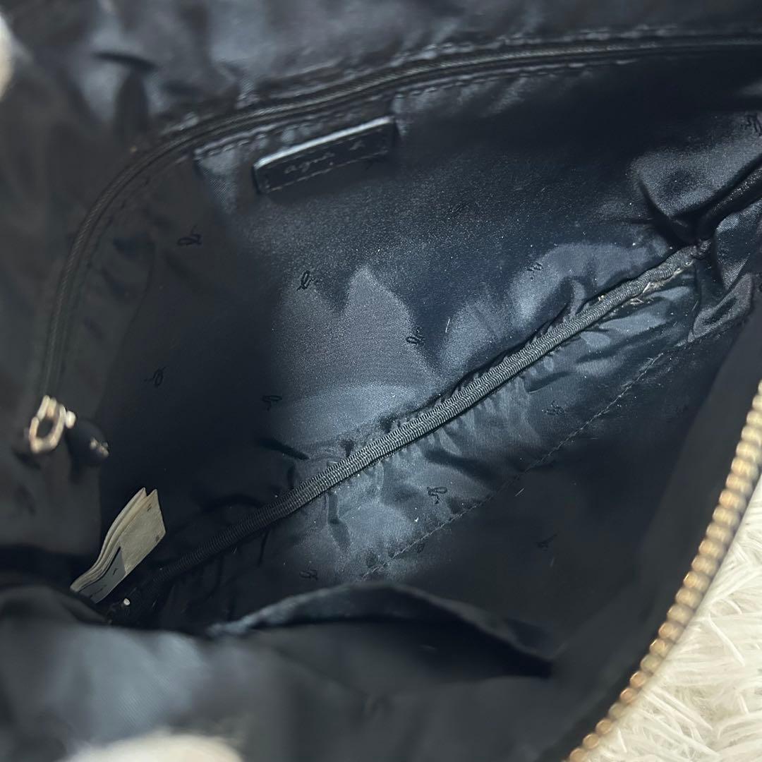 【美品✨エンボスロゴ/オールレザー】アニエスベー　ショルダーバッグ　ブラック　稀