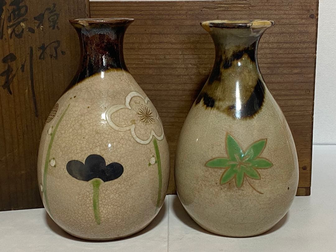 ♦永楽善五郎 光琳模様 徳利一対 共箱 江戸天保年間〜明治時代 京焼