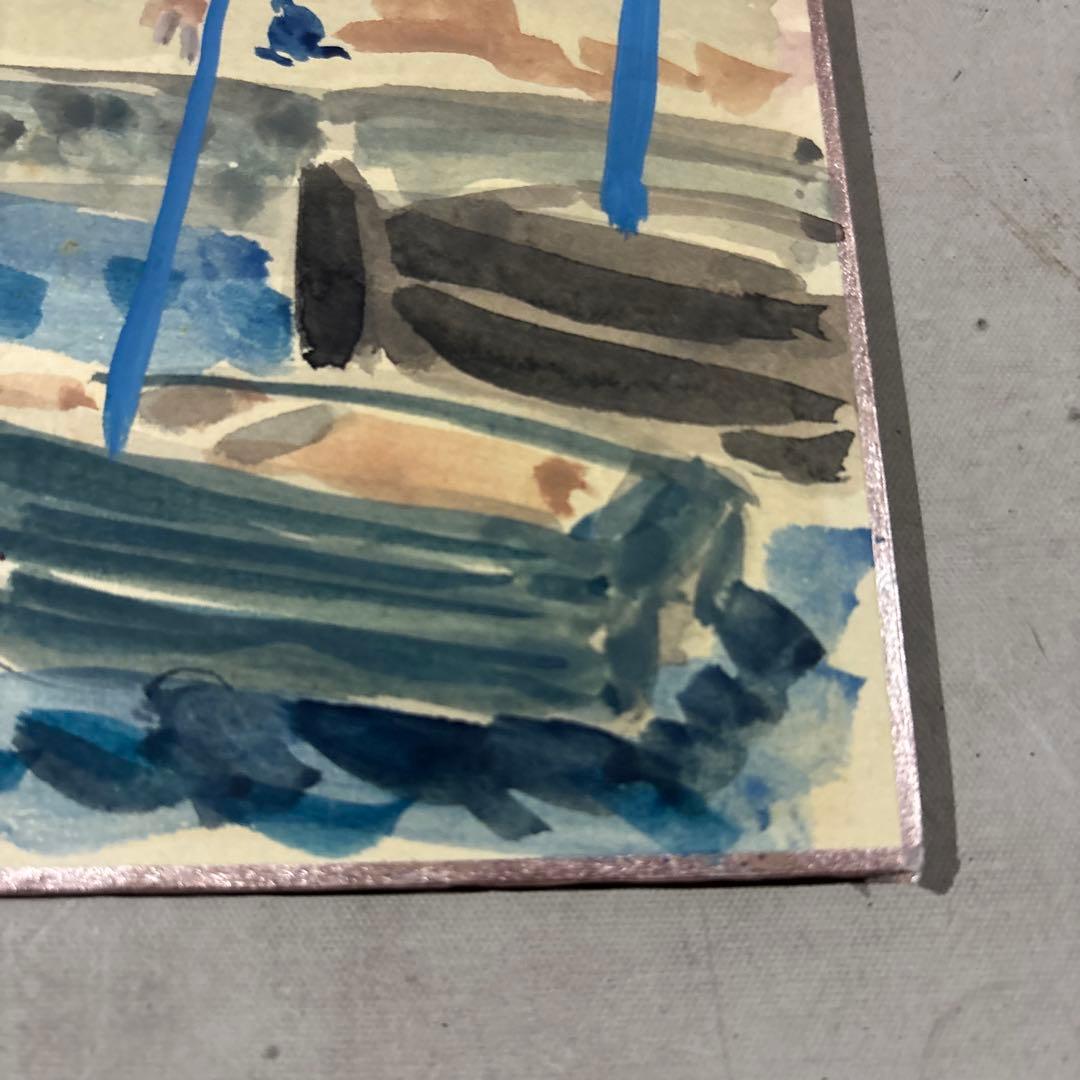 洋画家　青木四郎　ムラノ漁村　ベニス　直筆肉筆作品