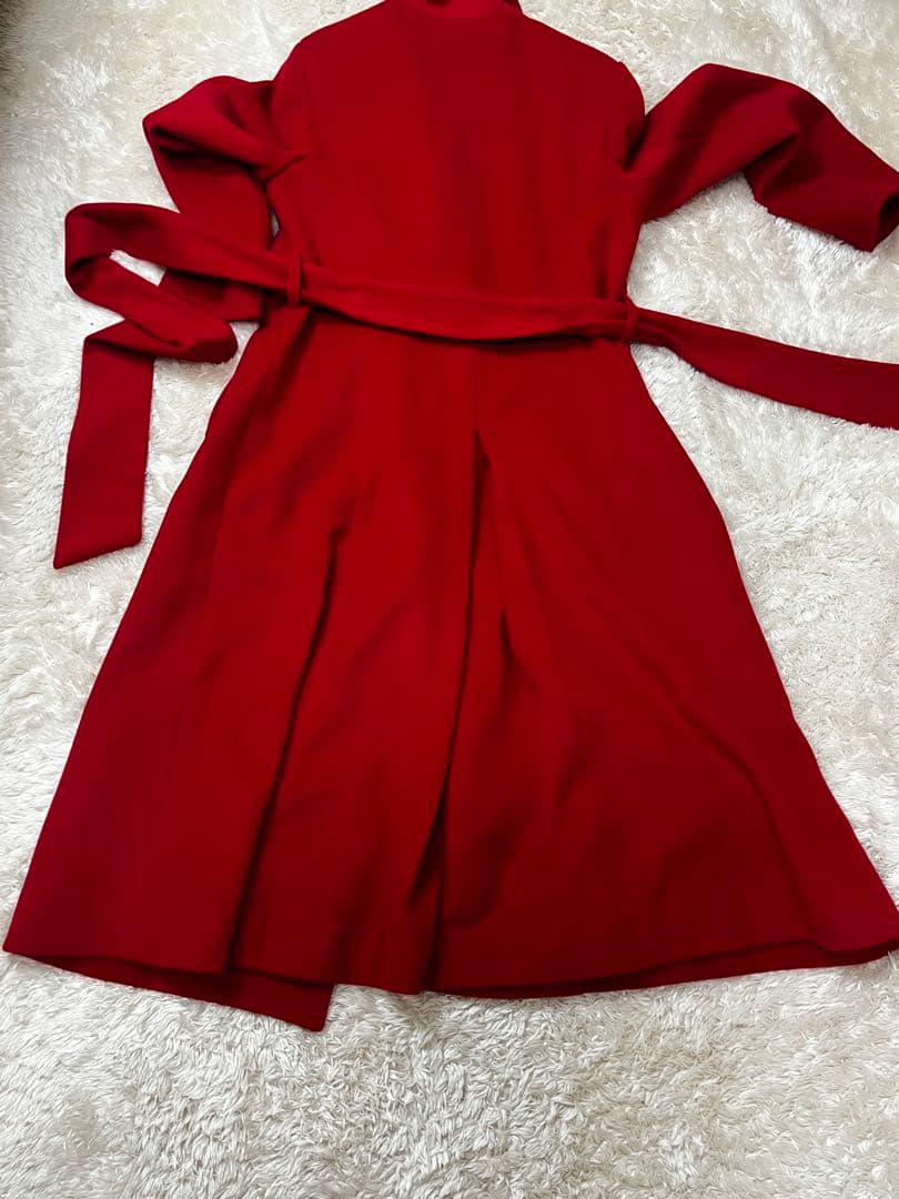 エミリアウィズ　チェスターコート　ウール　ベルト　赤　レッド　ロング　秋冬