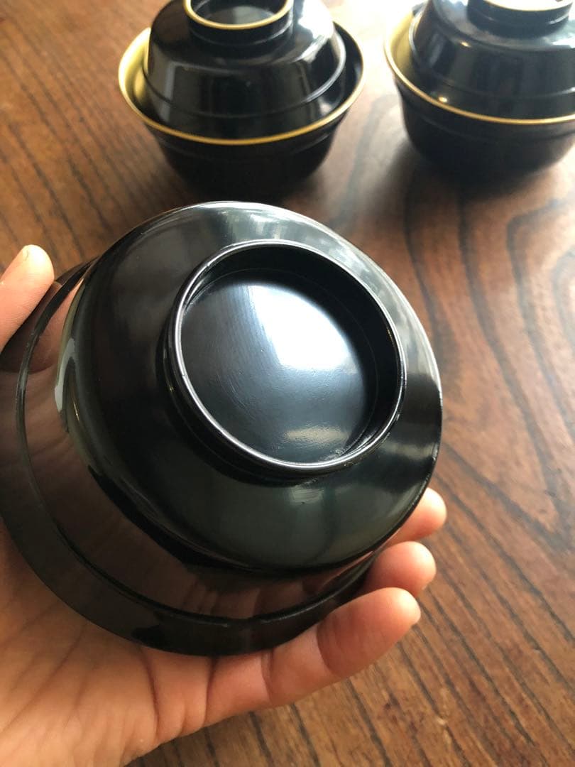 時代逸品！端正な金縁黒漆に極上竜田川蒔絵の映えるお椀2点（検京塗蒔絵椀