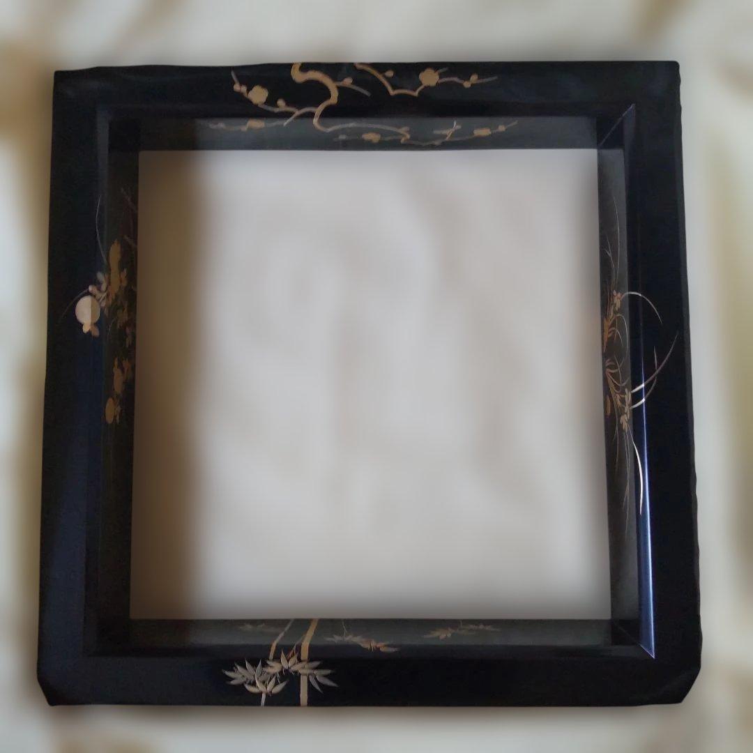 炉縁 塗師 林哲山 作『 四季草花蒔絵 』 四君子 金蒔絵 共箱 茶道具 美品