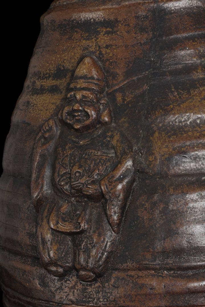 備前焼 古備前 人形大徳利 恵比寿大黒天寿老人 三神人形大徳利 45cm 骨董品