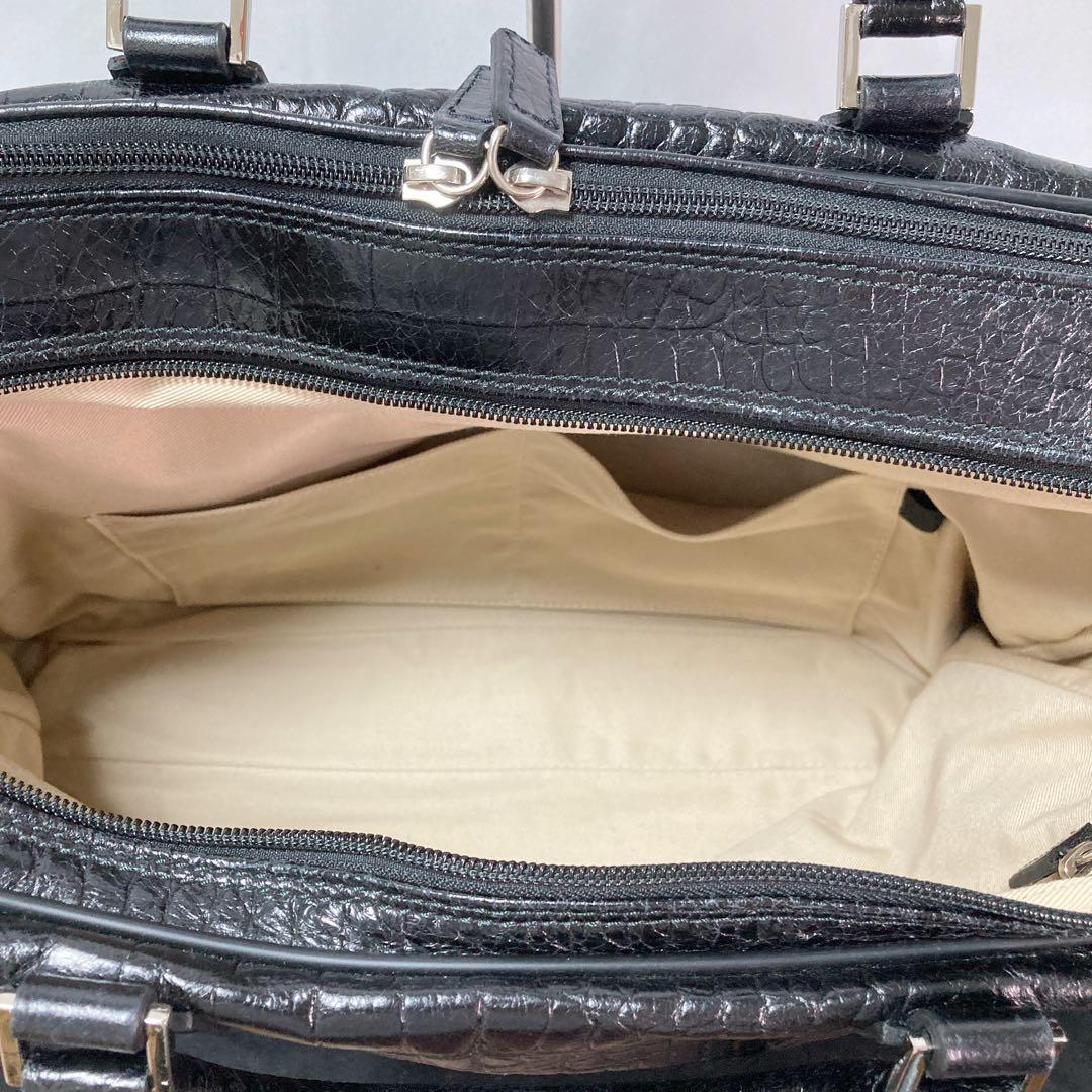 【美品】Pyloot パイロット ブリーフケース クロコ型押し イタリア製 BK