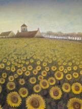 【真作】絵画　元村平　油彩　向日葵　静かな詩情漂う一枚　静寂と郷愁　W135