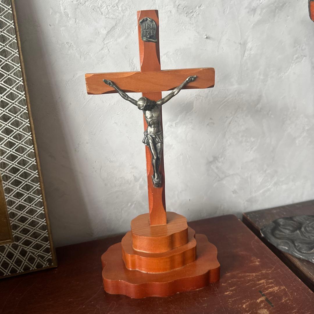 瞬間的お値下げ‼️木製十字架 INRI付き　ヴィンテージ