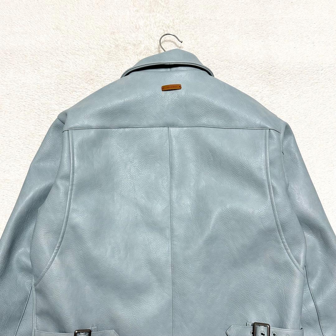 CAMPHOR WOOD ジップ レザー ジャケット M ブルー系