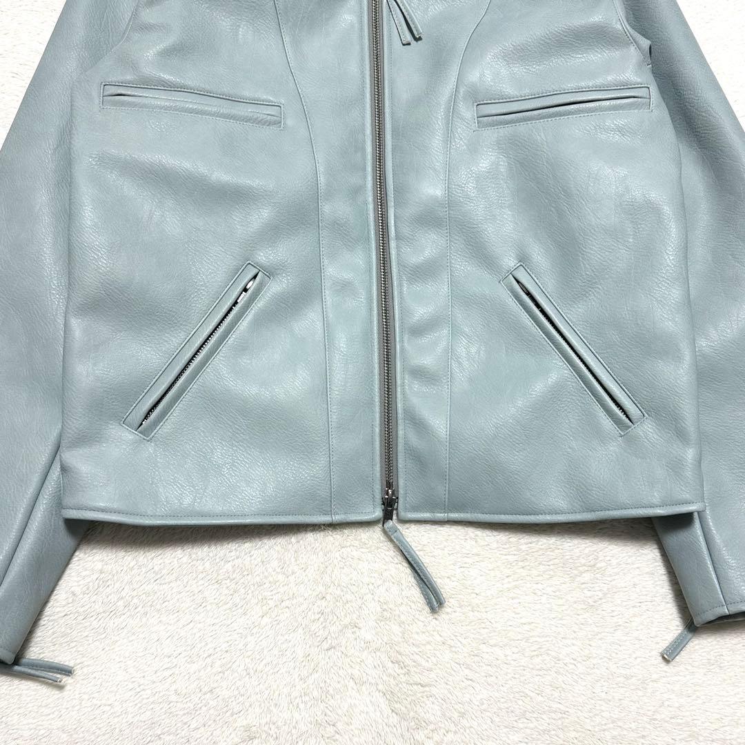 CAMPHOR WOOD ジップ レザー ジャケット M ブルー系