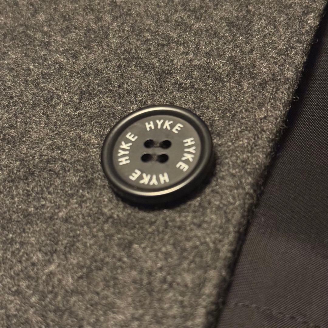 HYKE ハイク ウールショップコート チェスターコート チャコールグレー