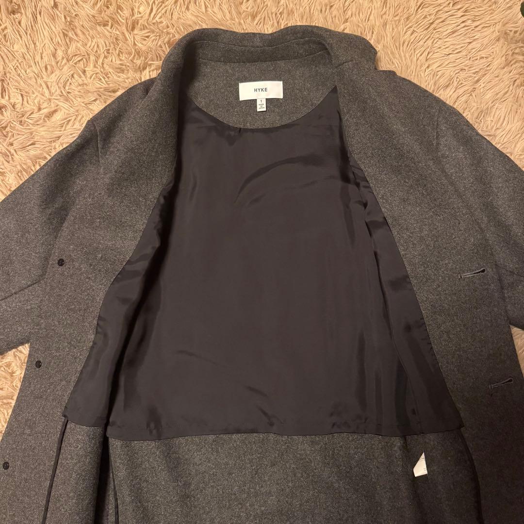 HYKE ハイク ウールショップコート チェスターコート チャコールグレー