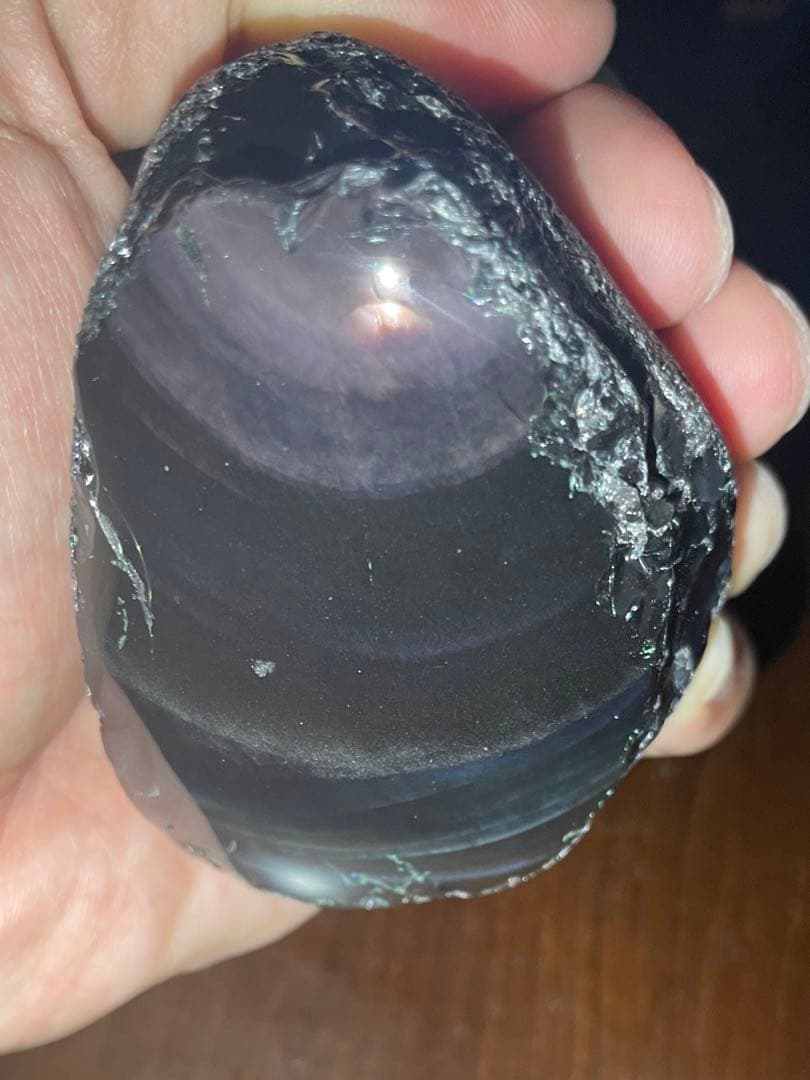 研磨品　十勝石玲瓏　ピンクシラーレインボーオブシディアン　サイズ大きめ　石質最高