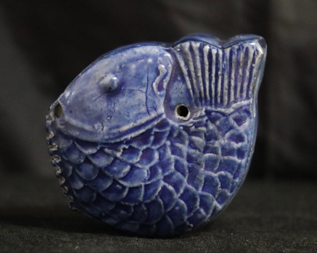 李朝　瑠璃釉鯉型水滴　分院期　アンティーク　朝鮮古美術　送料込み251004