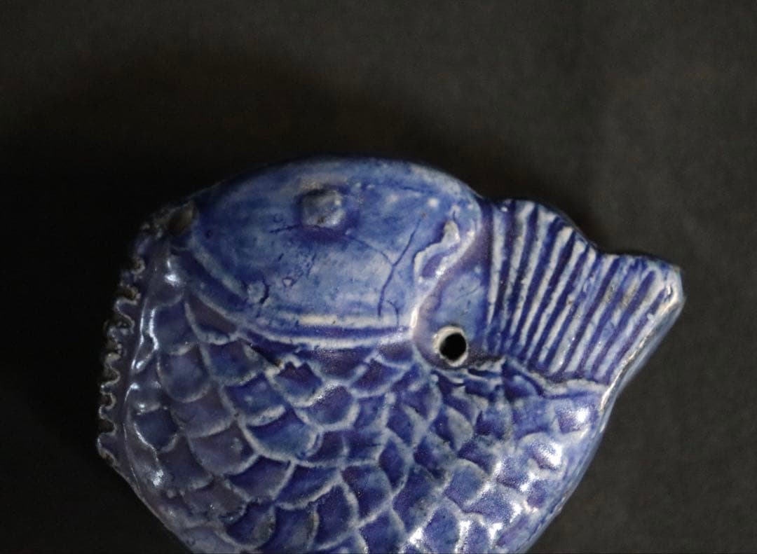 李朝　瑠璃釉鯉型水滴　分院期　アンティーク　朝鮮古美術　送料込み251004