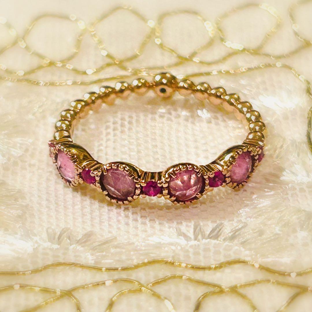 ピンクサファイア　リング　指輪　ローズカット　K10