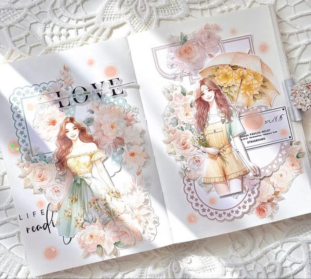 ggaggong マスキングテープ8個セット 花 コラージュ素材 装飾