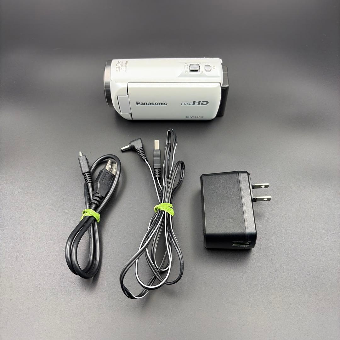 美品 Panasonic HC-V480MS ビデオカメラ ホワイト