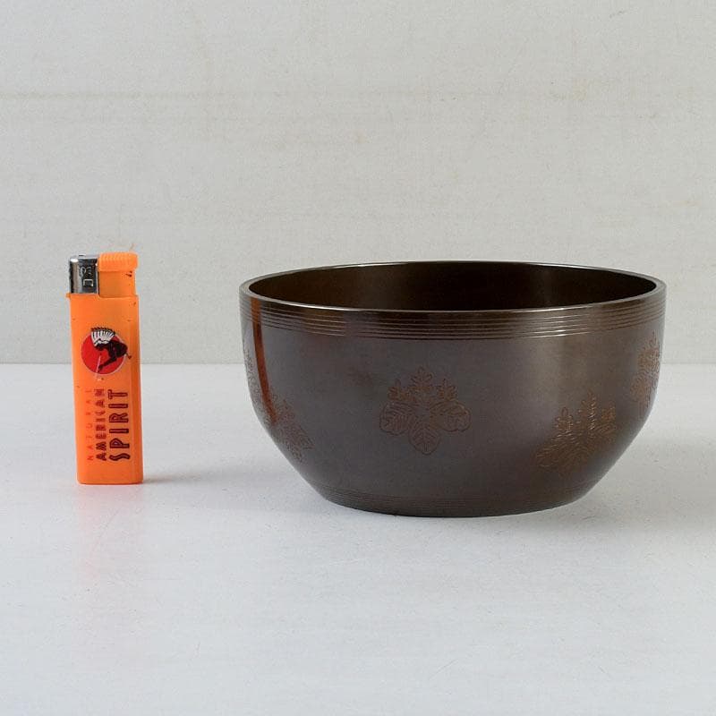 茶道具　高井陵雲造　唐銅　桐紋彫　建水　共箱　C　9434