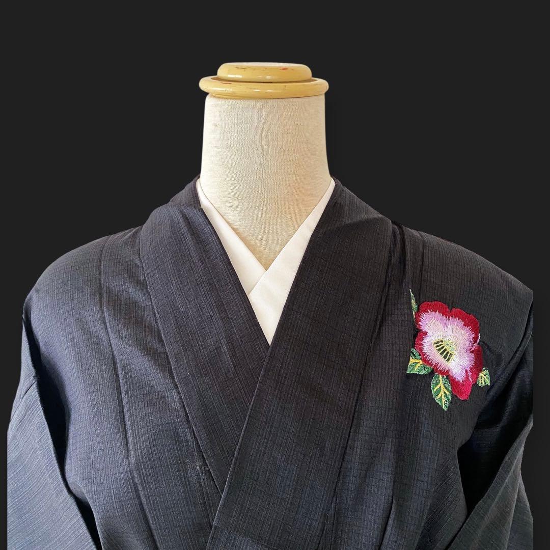 完売品！新品 大人気ブランド浴衣【ジュエティ】椿とオウム刺繍★お単衣としても♪