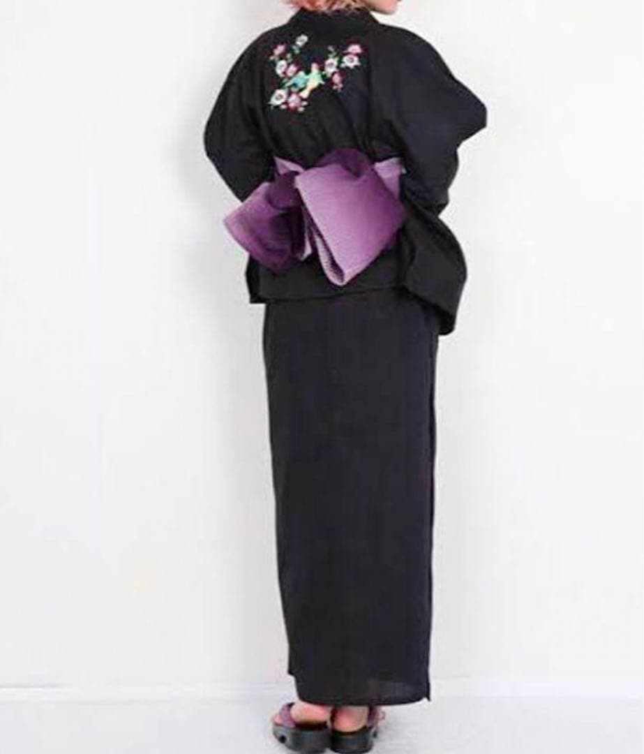 完売品！新品 大人気ブランド浴衣【ジュエティ】椿とオウム刺繍★お単衣としても♪