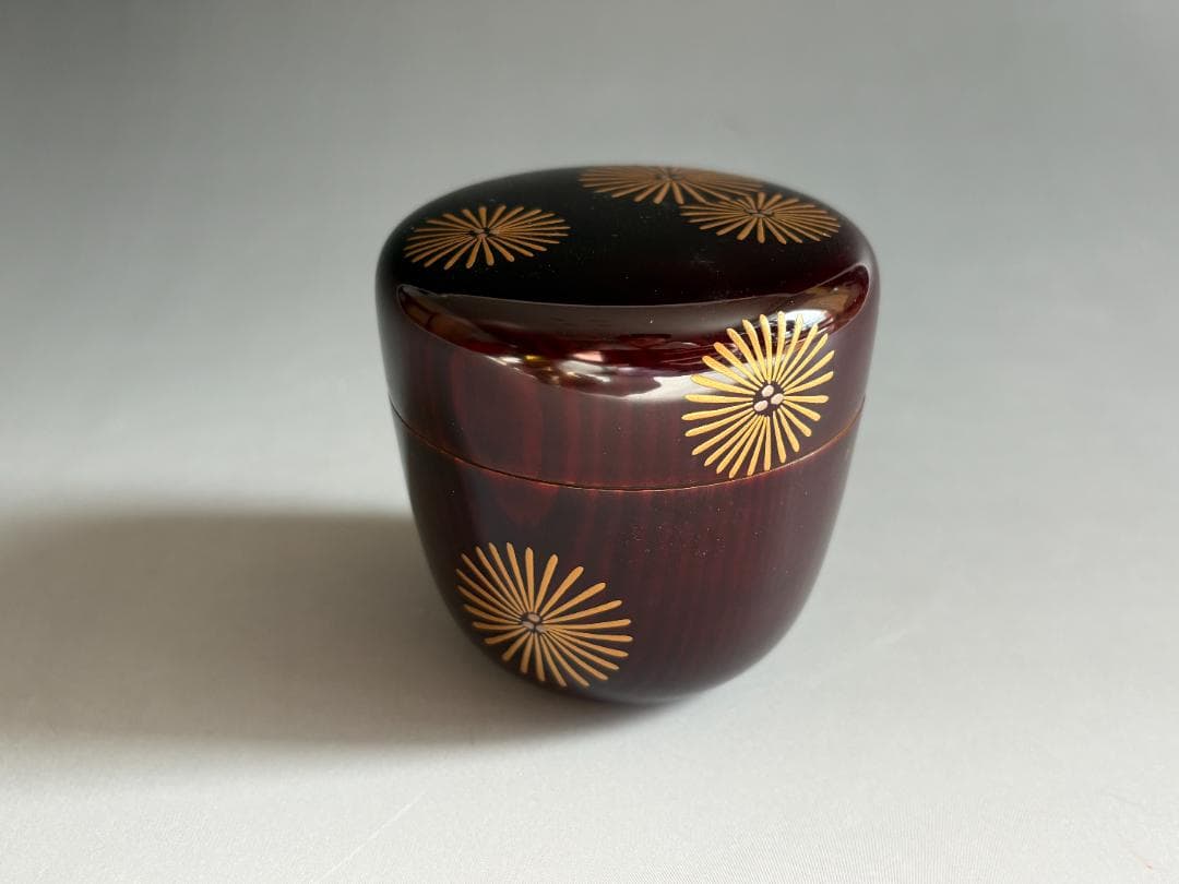 堀井胡春作　尋牛斎書付　唐松蒔絵　溜　大棗　茶道具　表千家