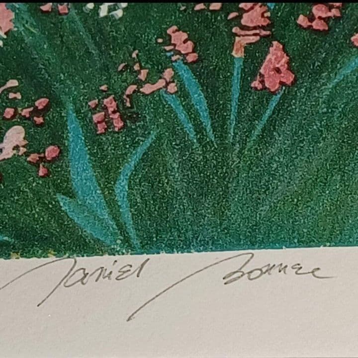 ダニエル・ボネック【花に囲まれた家】限定リトグラフ ＊サイン入り