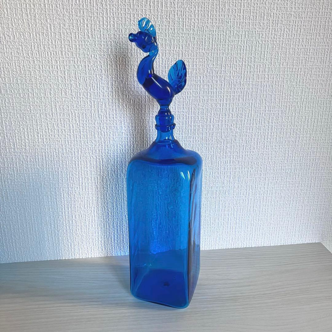 2【倉敷ガラス】小谷眞三 鶏栓の青瓶