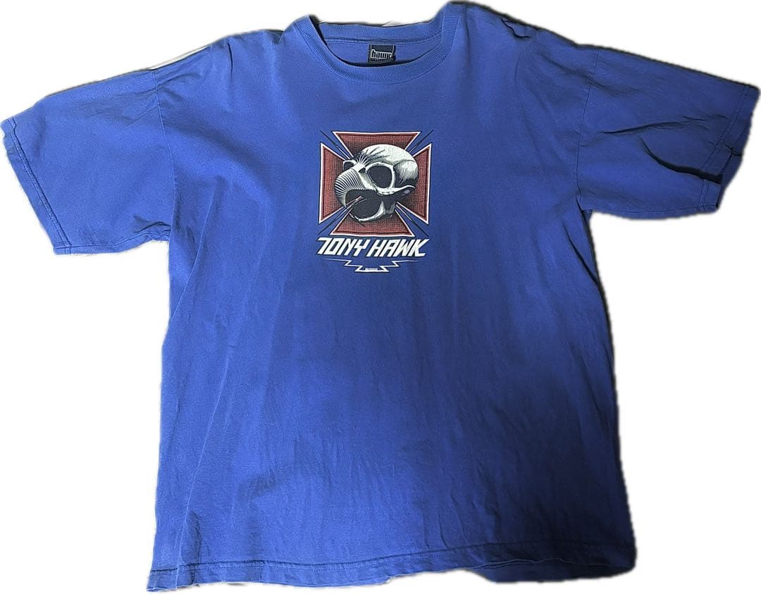TONYHAWKトニーホーク スカル ヴィンテージT シャツLサイズ 青