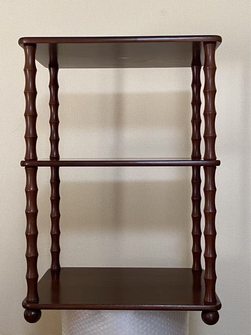 昭和レトロミッドセンチュリー3段木製ラック飾り棚花台古道具古 電話台