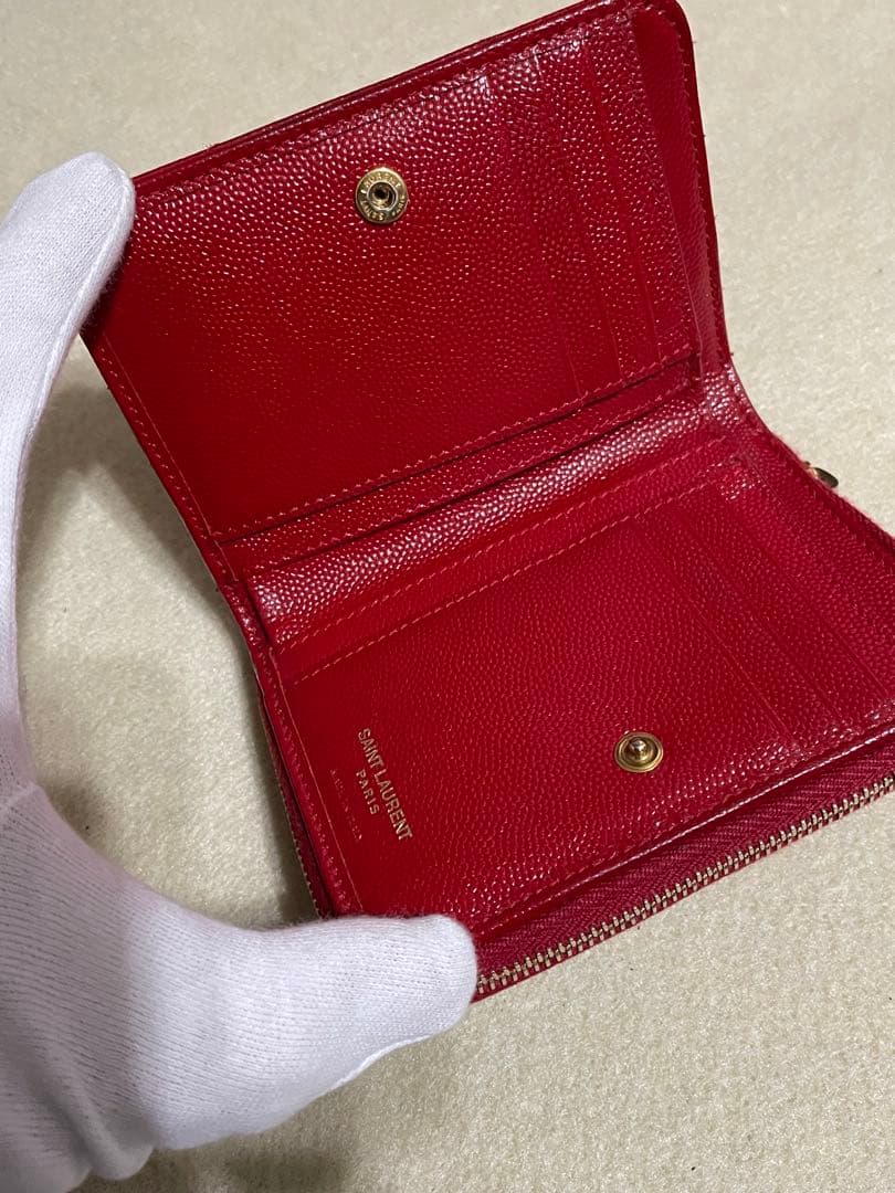SAINT LAURENT 二つ折り財布 レッド