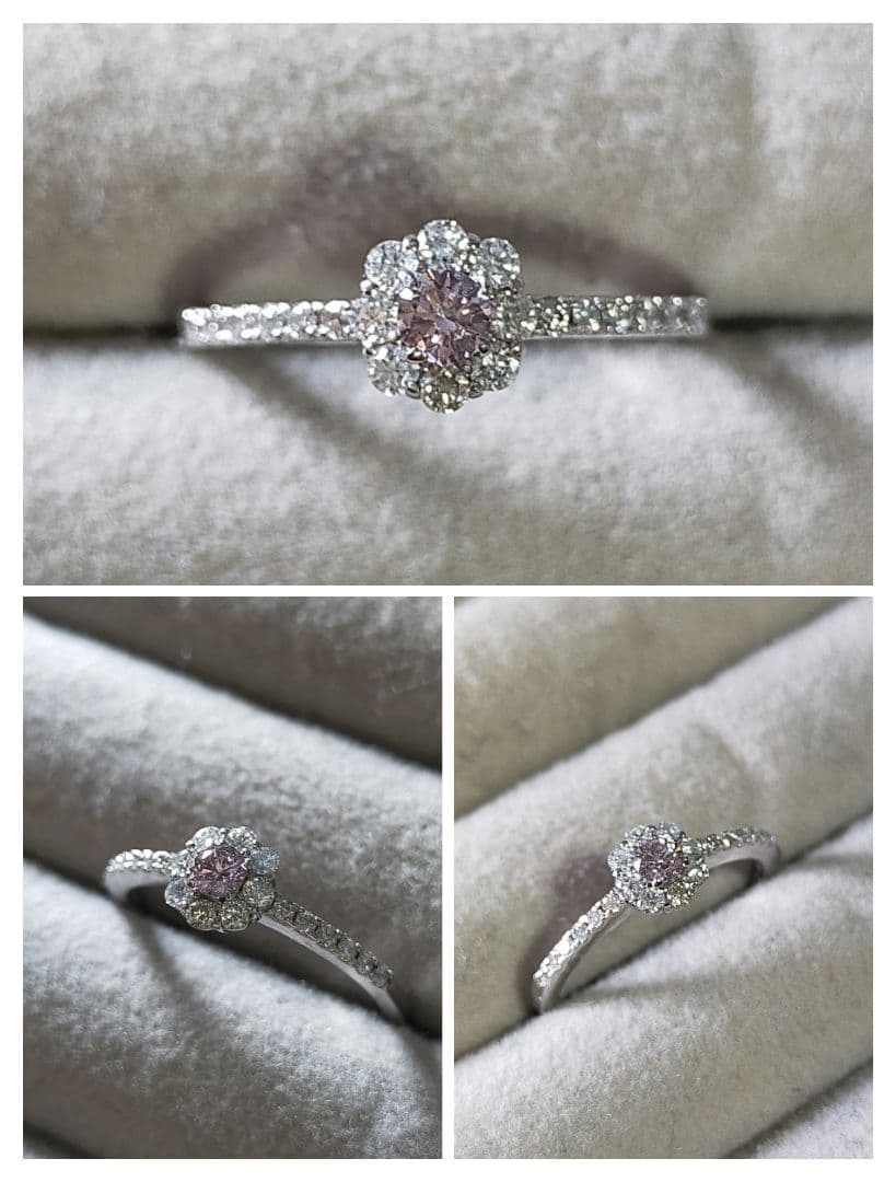 FANCY PURPLISH PINK 0.087ct ピンクダイヤリング