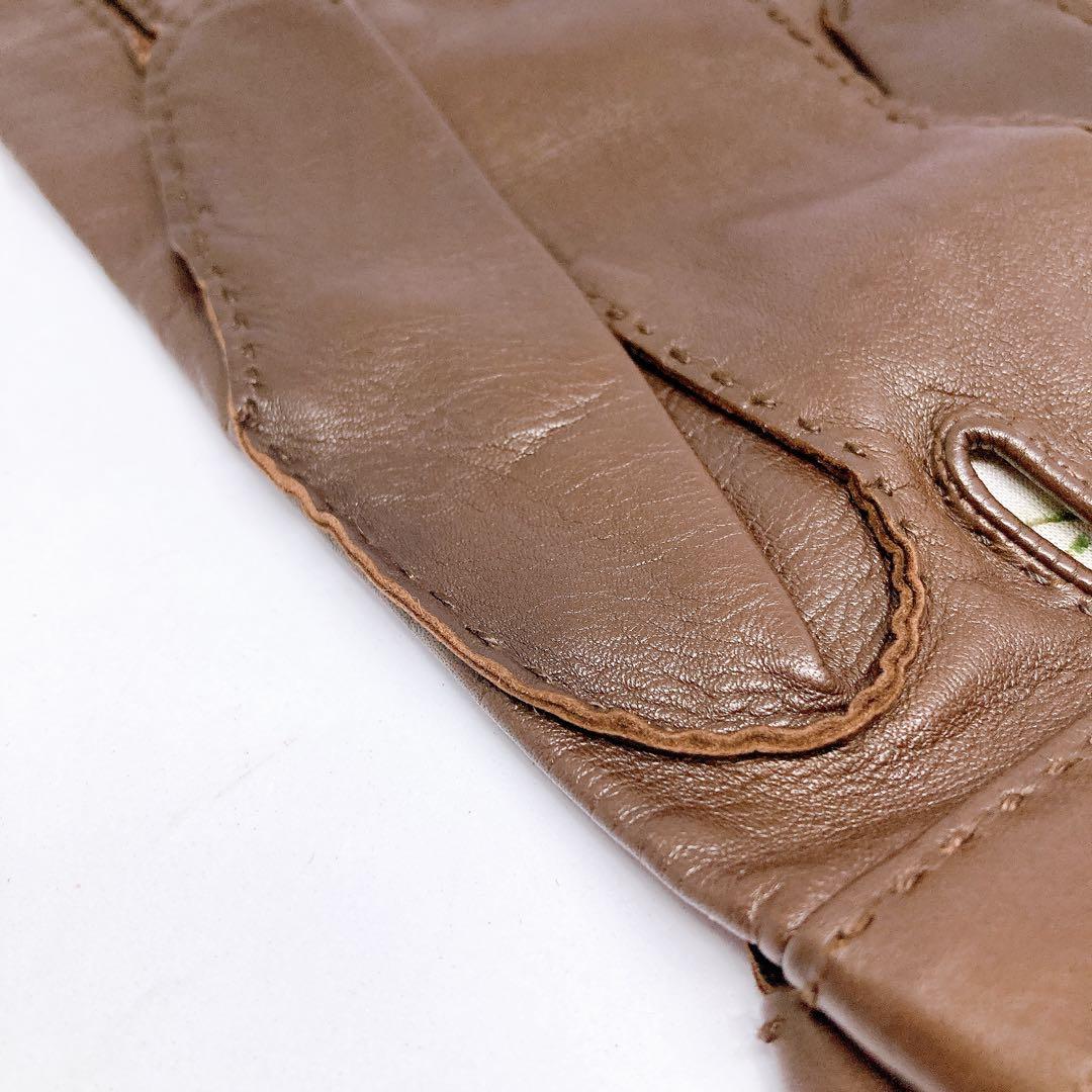 223 エルメス　革手袋　セリエゴールド　ブラウン　メンズ