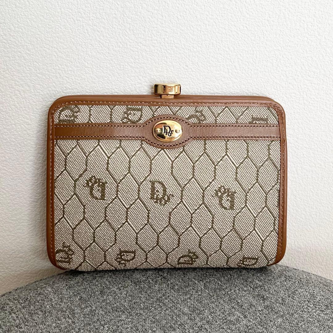 クリスチャンディオール ヴィンテージ ハニカム柄 キャンバス ケース 財布