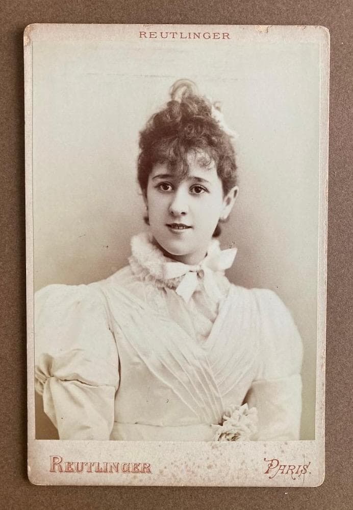 フランスアンティーク　肖像写真　女優　デュアメル嬢 ルートランジェ写真館