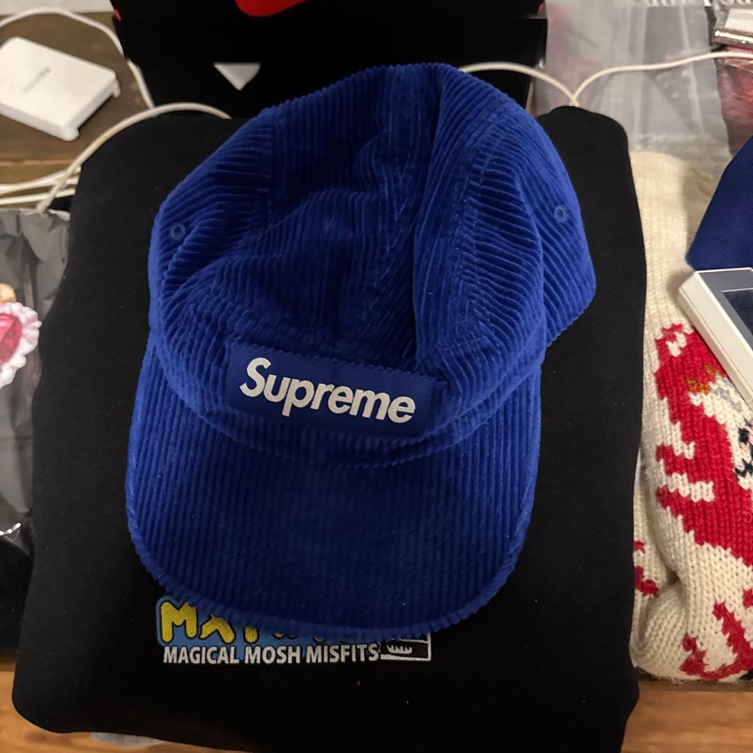 Supreme コーデュロイキャップ 青　シュプリーム