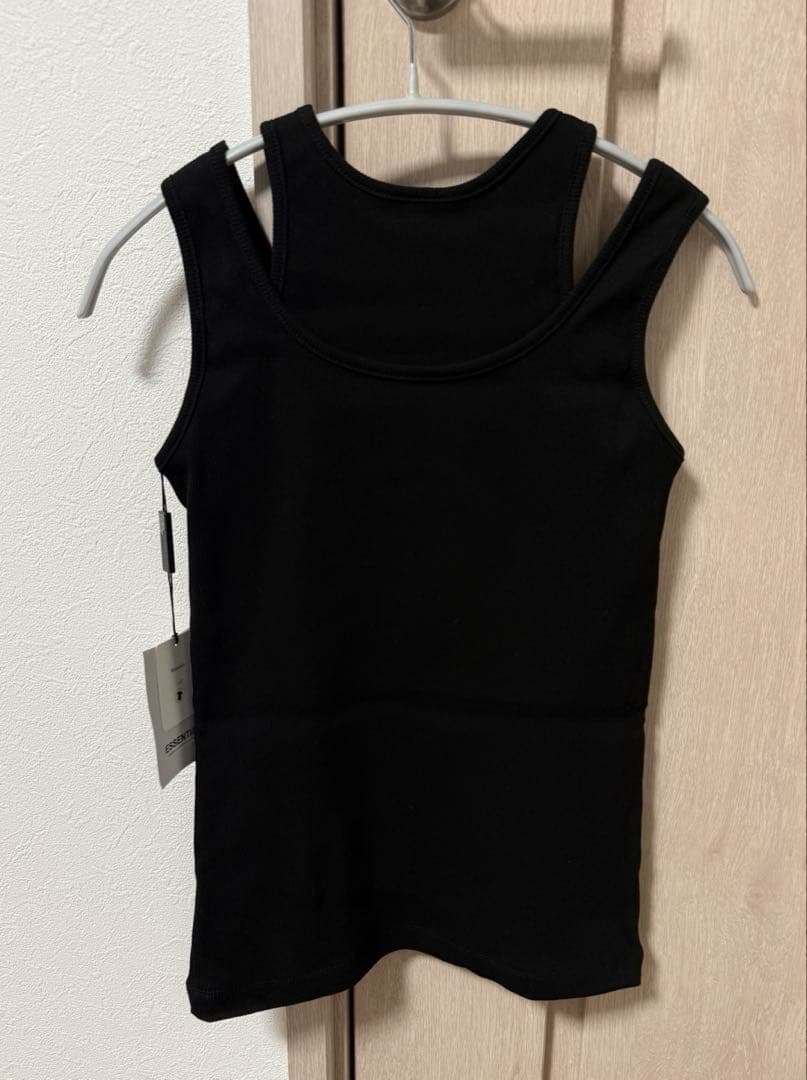 ユキ★ESSENTIAL レイヤードデザインリブトップス ブラック