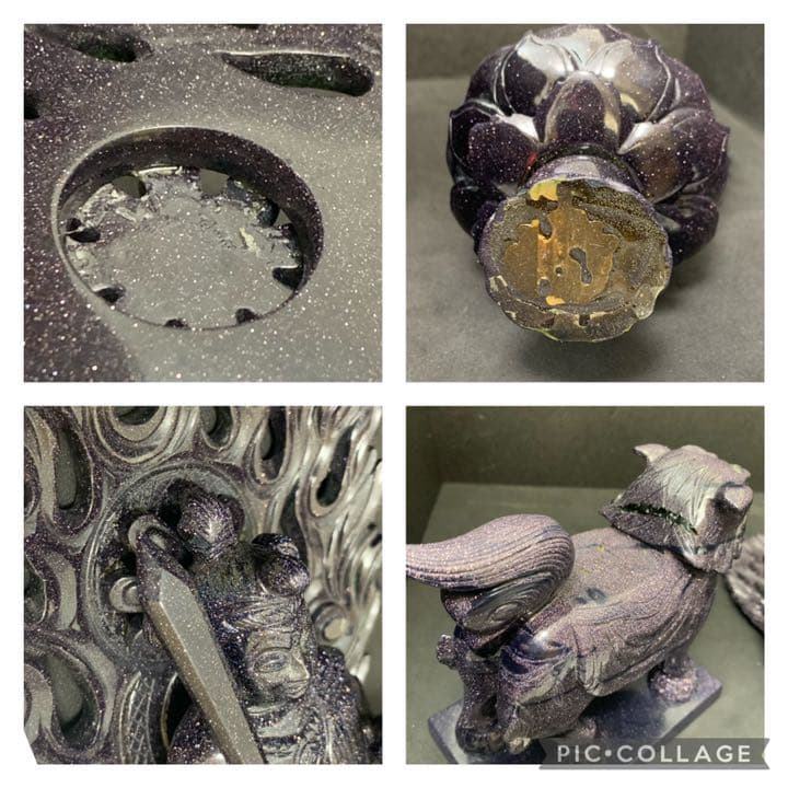 紫金石　知恵の象徴　文殊菩薩　仏教美術　オブジェ　獅子