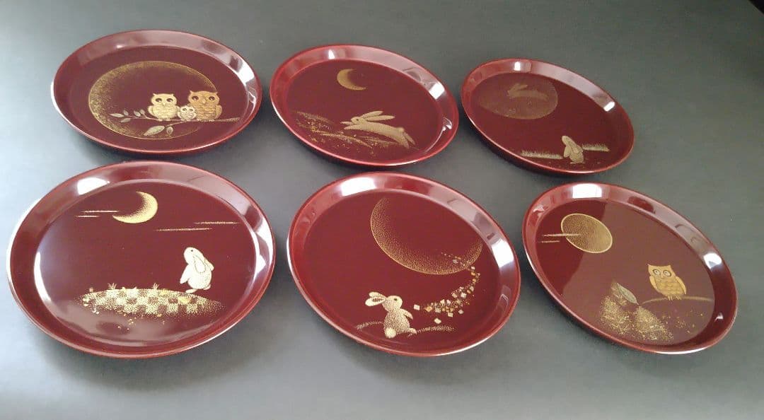 輪島塗沈金「多用皿6枚組」