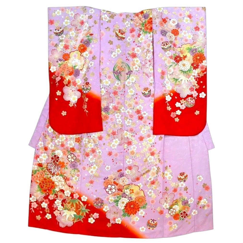 女の子七五三 7歳 四つ身 着物 長襦袢付き 絵羽柄