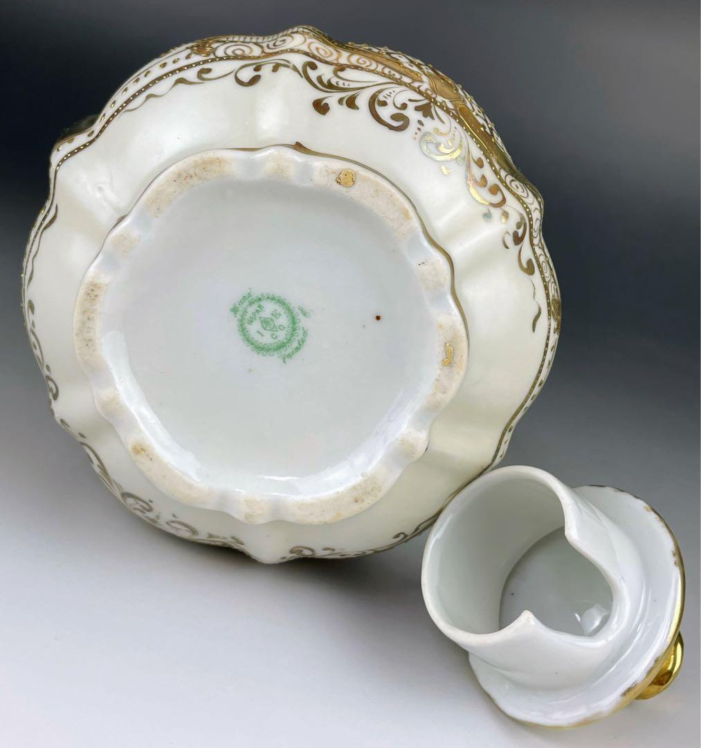 【大型31cm】オールドニッポン アールヌーボー様式 金盛り チョコレートポット