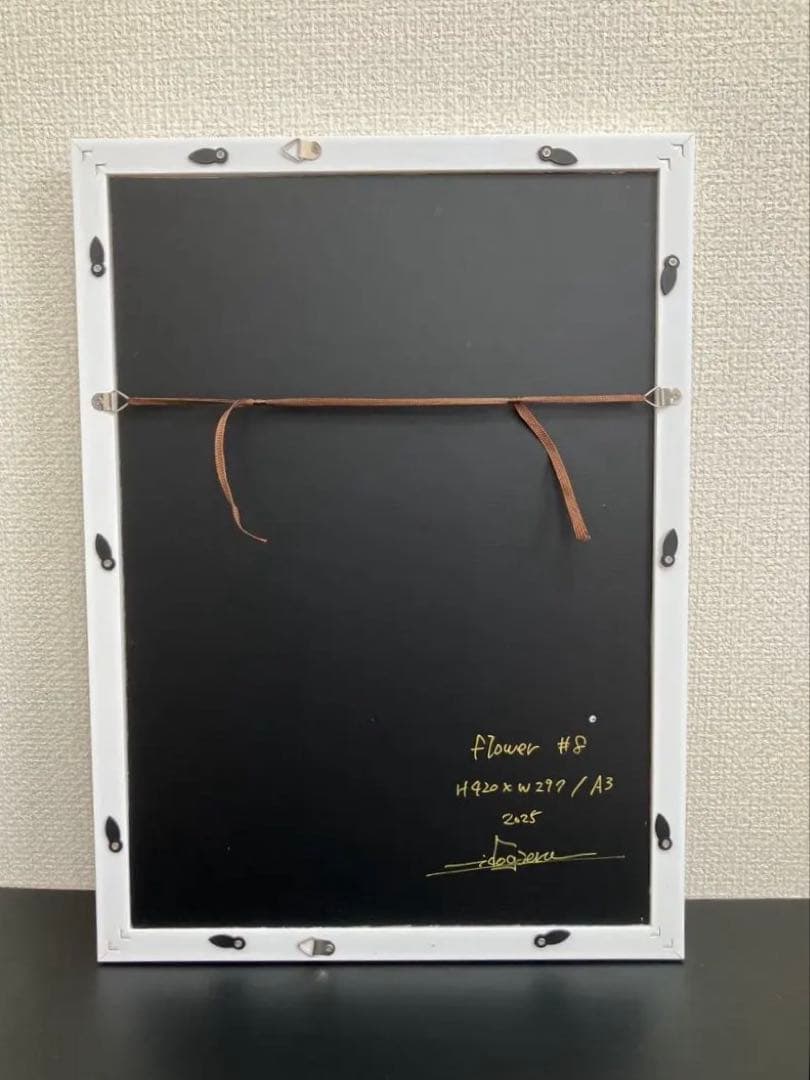 原画　花　額付き　静物画　絵画　アクリル画　現代アート　手描き　一点物