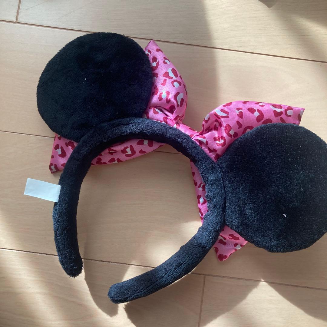 ミニー ディズニーカチューシャ ファンキャップ ヒョウ柄 ピンク