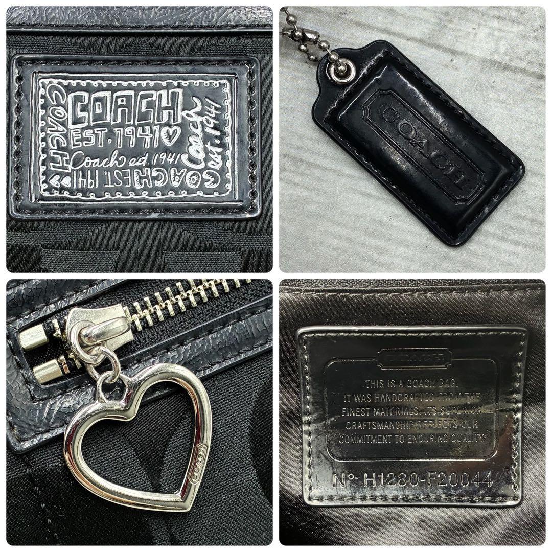 極美品✨コーチ　ポピー　セミショルダーバッグ　2way ナイロン×パテントレザー