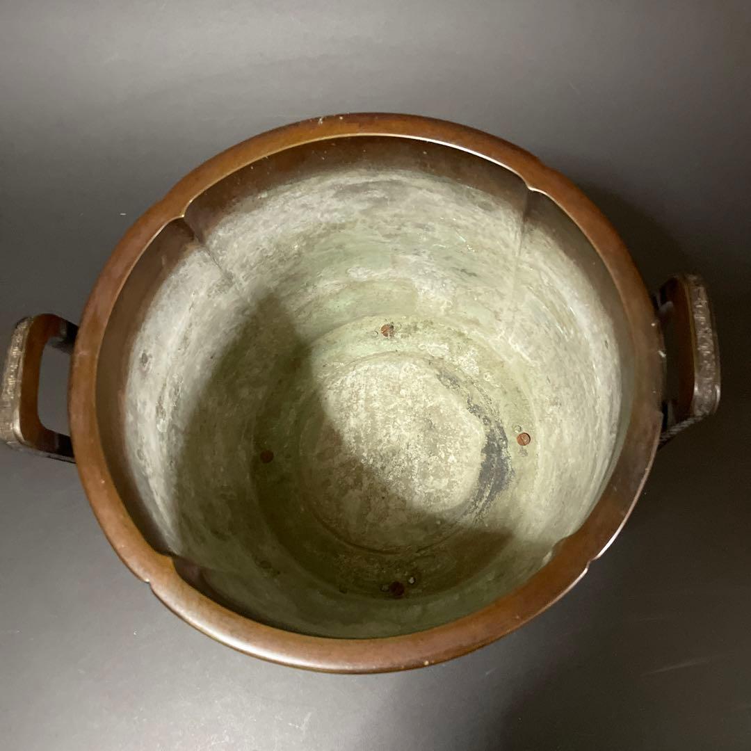 時代物　唐銅　手彫火鉢　大日本文政年整眠鋳　１個