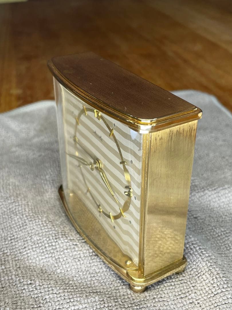 ドイツMauthe '50 BrassTableClock 真鍮置時計　順調稼働