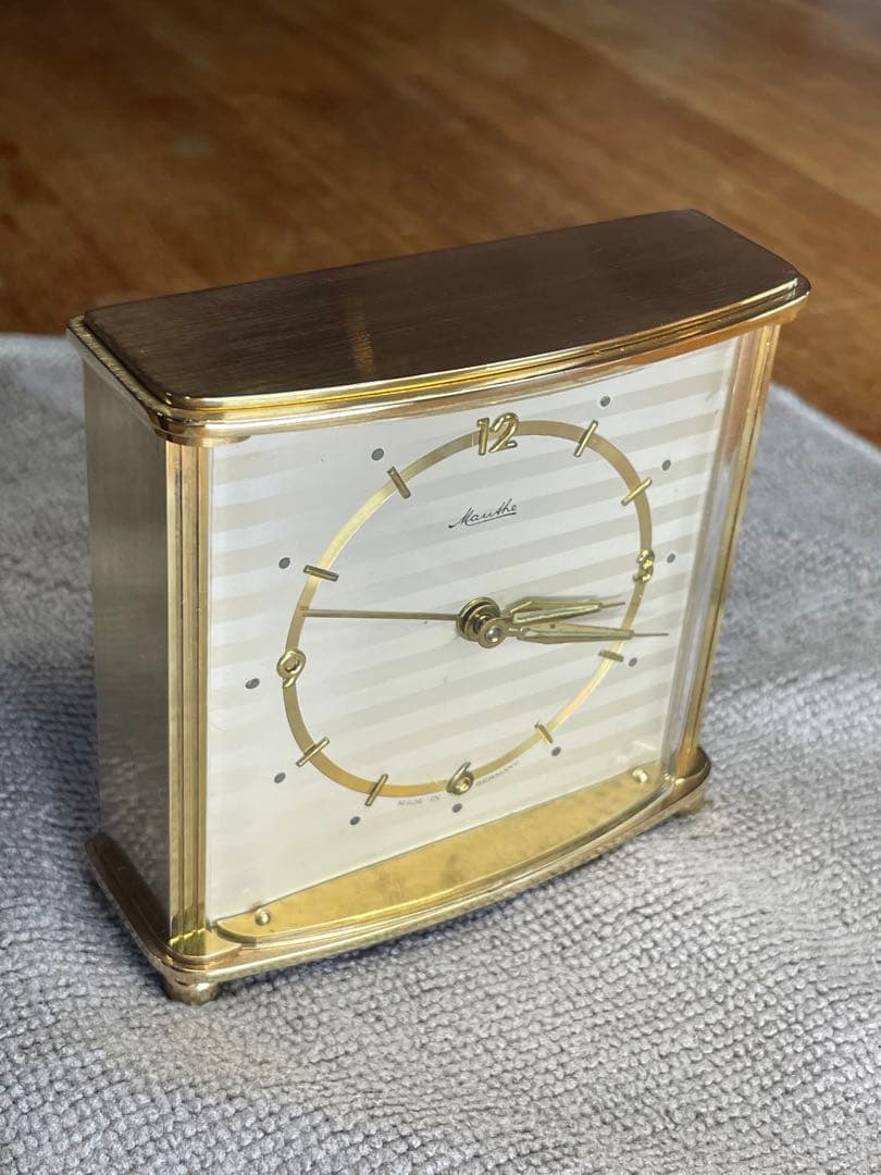 ドイツMauthe '50 BrassTableClock 真鍮置時計　順調稼働