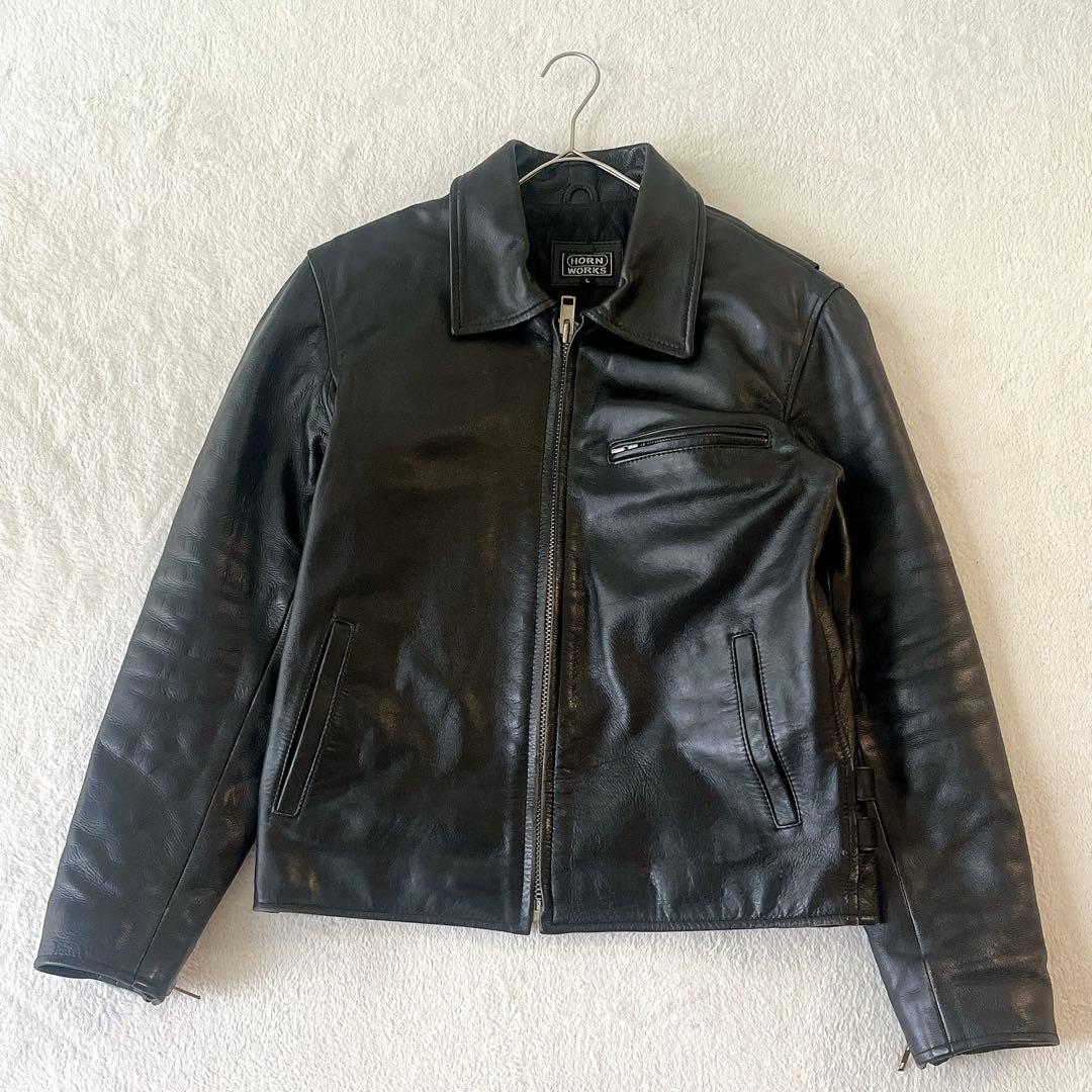 HORN WORKS シングルライダースジャケット レザー 本革 黒 サイズL
