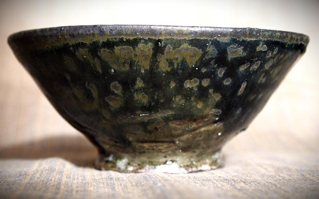 人気作家★加地学【師：森岡成好】★窯変（天目）黒茶碗A