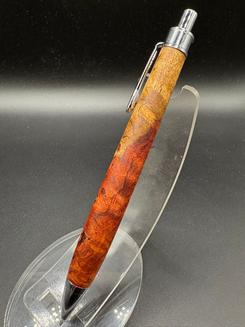 556特上　本花梨　紅白　瘤杢　木軸シャーペン　ボールペン